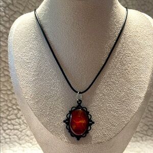 Elegant Black and Red Pendant Necklace